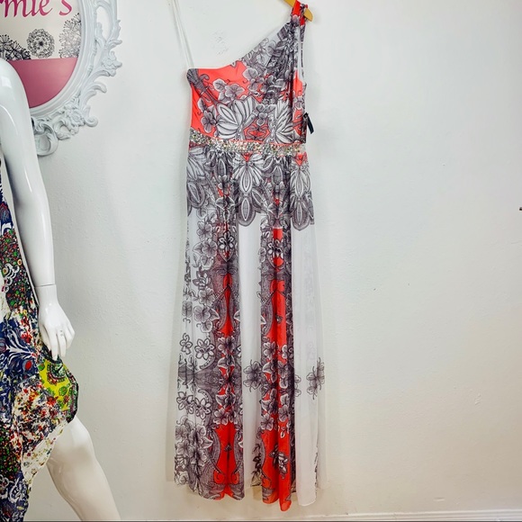 Nine West / Coral White Taupe Floral Sequins Bead - Picture 6 of 8